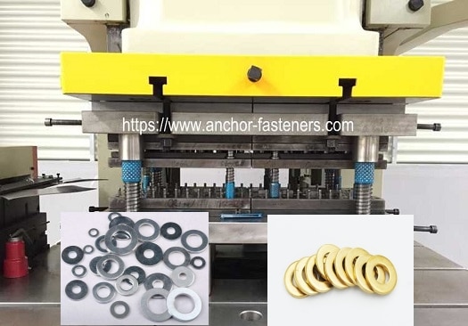 Steel and copper plain washer pressing and progressive tool