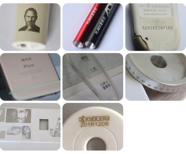 Samples labelled by AMJ Portable optical fiber laser marking machine